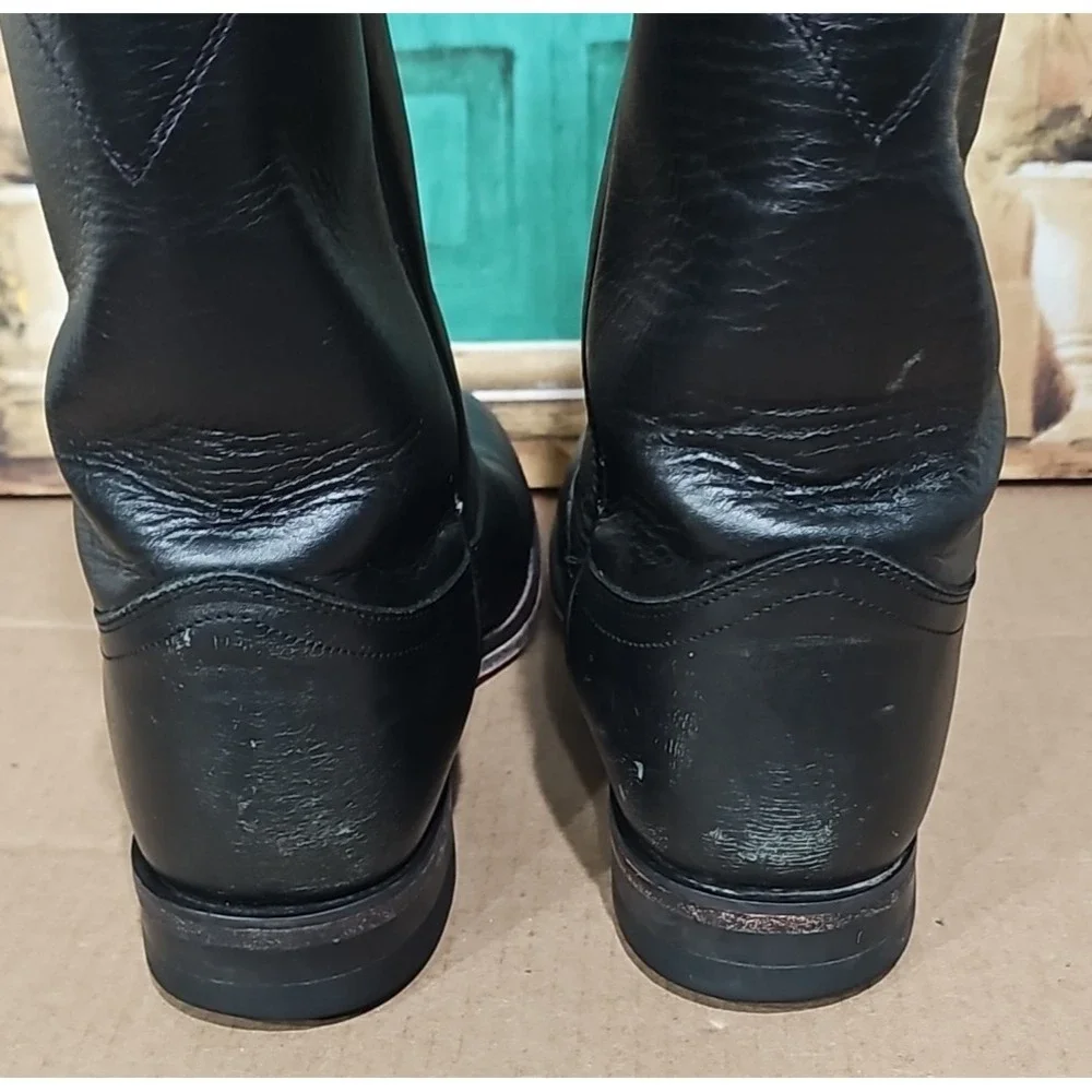 Justin Leather Boots Black Size 10.5 D Comb Last Style‎ 3133